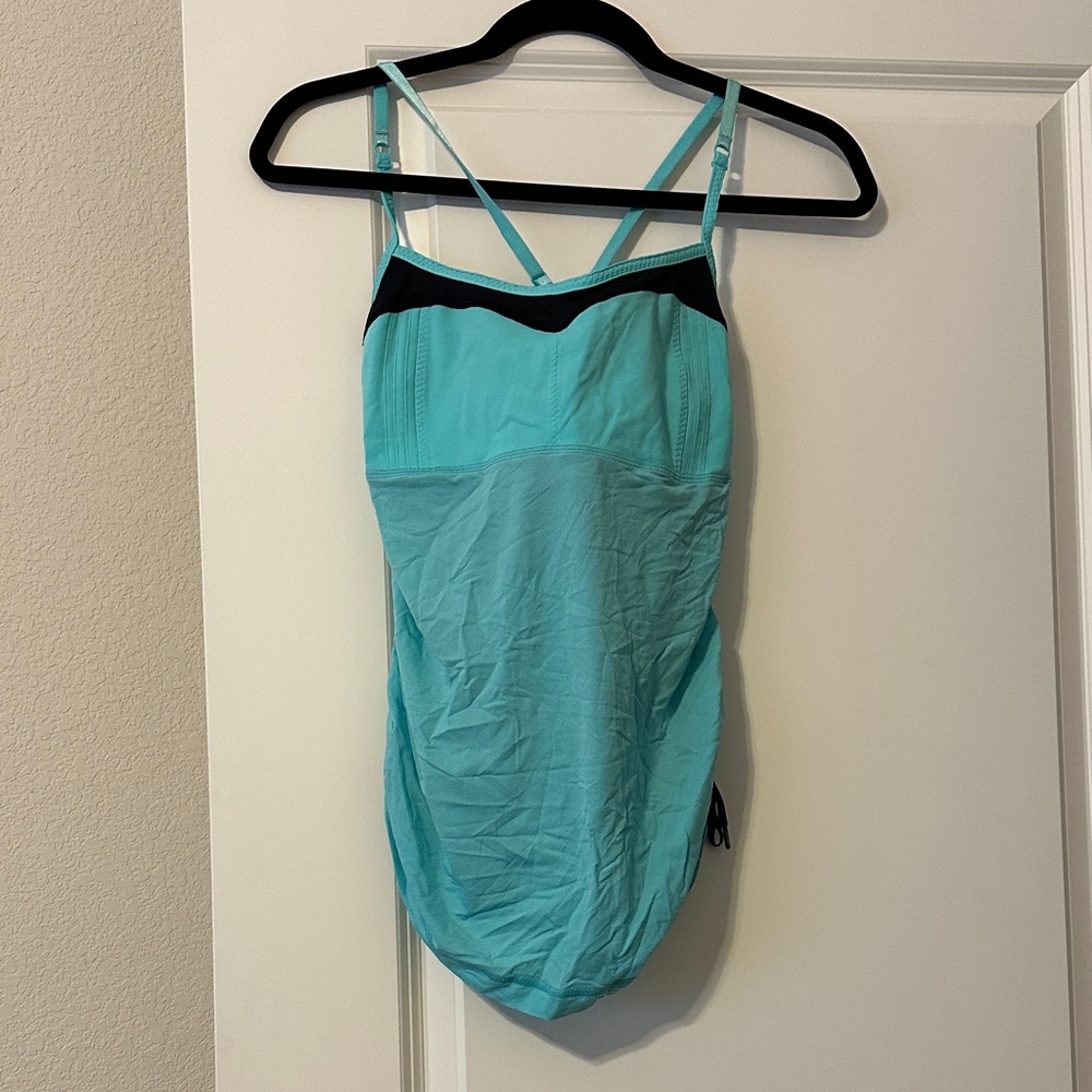 lululemon athletica Aqua and Black Strappy Tank Top